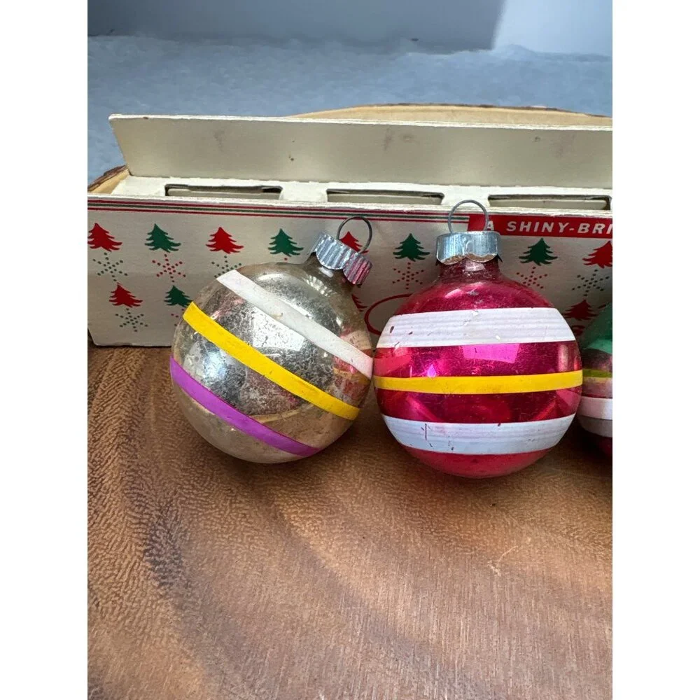 Shiny-Brite Glass Christmas Tree Ornaments Set Vintage - Picture 10 of 14